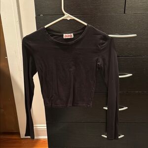 Black Long Sleeve Crop Top